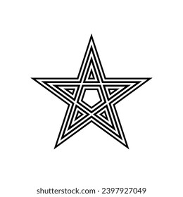 Black star award line icon illustration. Pentagram logo isolated on white background vector.