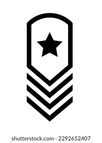Black Star Badge With Three V Stripe on White Background 