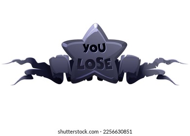 Black star badge you lose, Game award icon for 2D