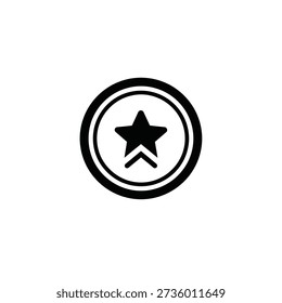 Black star with chevron inside circle symbol