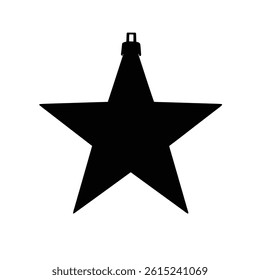 Black Star Christmas Ornament Silhouette On White Background Simple And Elegant Design
