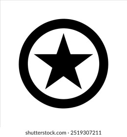 Black star with circle icon silhouette vector illustration design on white background.