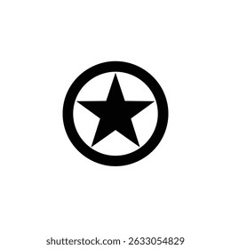 Black star in circle simple icon design.