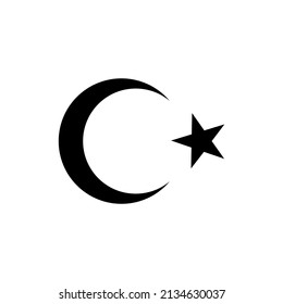 Black star and crescent icon, symbol of Islam. 