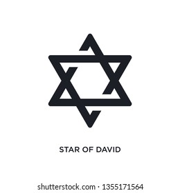 black star of david isolated vector icon. simple element illustration from religion concept vector icons. star of david editable logo symbol design on white background. can be use for web and mobile