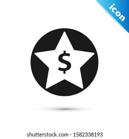 Black Star and dollar icon isolated on white background. Favorite, best rating, award symbol.  Vector Illustration