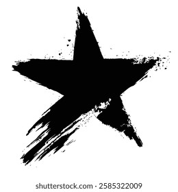 Black Star in Grunge Texture for Dark and Artistic Vector Designs