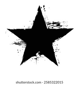 Black Star in Grunge Texture for Dark and Artistic Vector Designs