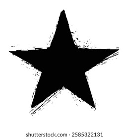 Black Star in Grunge Texture for Dark and Artistic Vector Designs