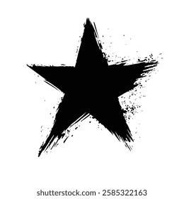 Black Star in Grunge Texture for Dark and Artistic Vector Designs