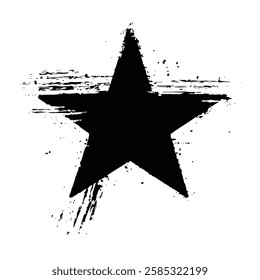 Black Star in Grunge Texture for Dark and Artistic Vector Designs
