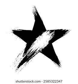 Black Star in Grunge Texture for Dark and Artistic Vector Designs