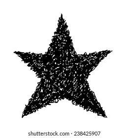 black star hand draw isolated on white background