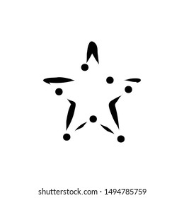Black Star Hand Drawn Doodle in isolated on white background