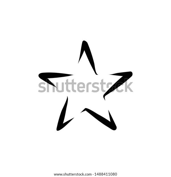 白い背景に黒い星の手描きの落書き 星のアイコンまたは星のシンボル ロゴスター のベクター画像素材 ロイヤリティフリー
