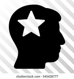 Black Star Head toolbar icon. Vector pictogram style is a flat symbol on diagonal hatch transparent background.