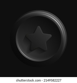 Icono de estrella negra. botón de aplicación 3D Round. Ilustración del vector