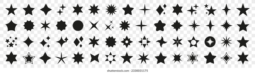 Black star icon collection. Set of stars shape. Abstract star rating collection. Black stars icons