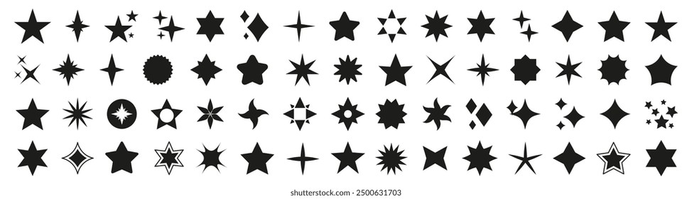 Colección de icono de estrella negra. Conjunto de iconos de estrellas negras. Icono de estrellas colección