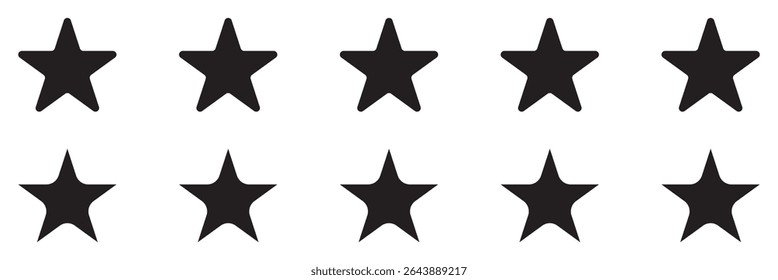Black star icon collection. Set of black star icons. Stars icon collection. Star symbol icons on white background.