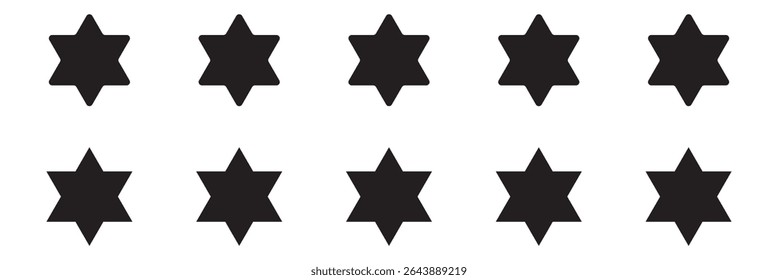 Black star icon collection. Set of black star icons. Stars icon collection. Star symbol icons on white background.