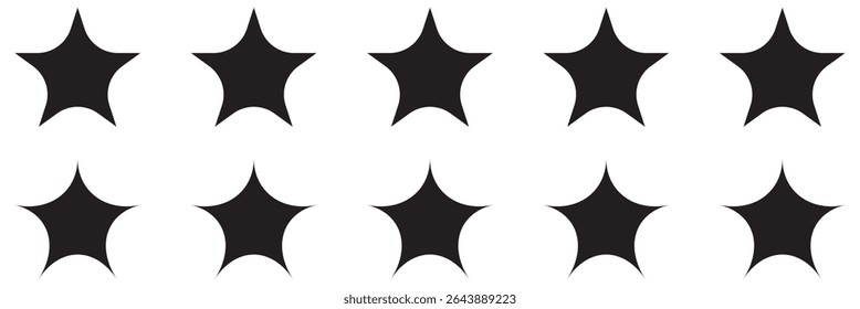 Black star icon collection. Set of black star icons. Stars icon collection. Star symbol icons on white background.