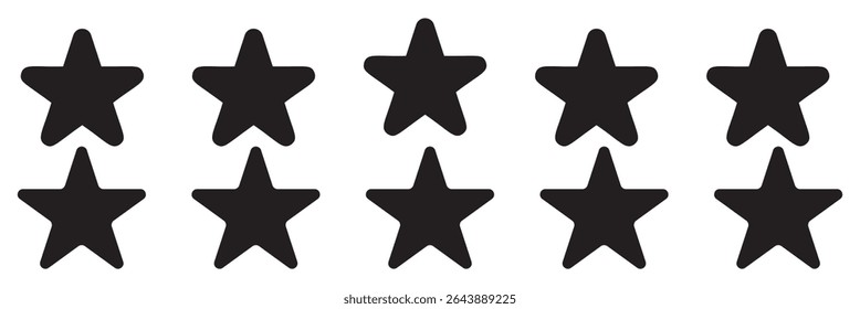 Black star icon collection. Set of black star icons. Stars icon collection. Star symbol icons on white background.
