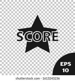 Black Star icon isolated on transparent background. Favorite, score, best rating, award symbol.  Vector Illustration