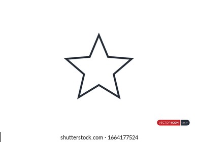 Black Star Icon Line Shape Star Logo Flat Vector Design Template Element