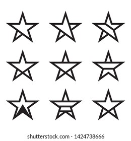 Black star icon set on white background.