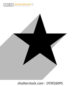 Black star icon with shadow on white background