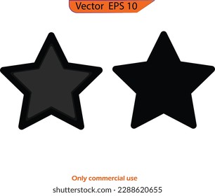 Black star icon vector on a transparent background