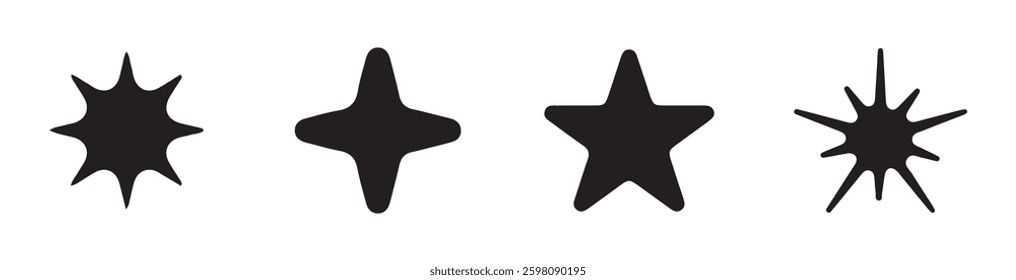 Black star icon vector. Retro futuristic sparkle icons collection. Abstract cool shine effect sign vector design. Illustration eps 10