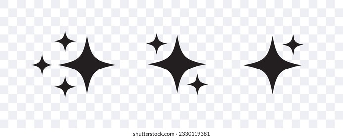 Iconos de estrella negra. Iconos vectoriales de destello. Estrellas modernas y sencillas. Gráficos escalables para vectores
