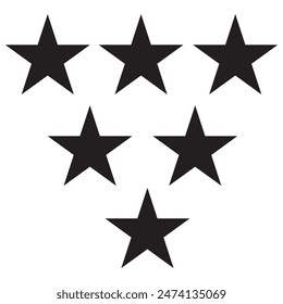 Iconos de estrellas negras Vector. Vector plano de cinco estrellas en fondo blanco. Ilustración vectorial.