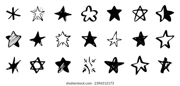 Colección del logo de la estrella negra en un fondo blanco. Plantillas de logotipo de iconos de estrella. Logo de estrella creativa
