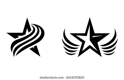 Black Star Logo Icon Vector Set, Modern Star Symbol Illustrations, Star Logo silhouette, vector silhouette Clipart design,