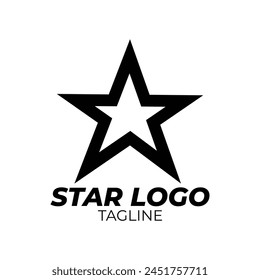 Vector con logotipo de estrella negra en estilo elegante con fondo blanco