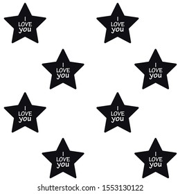 Black star, i love you, vector illustration