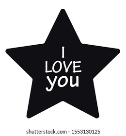 Black star, i love you, vector illustration