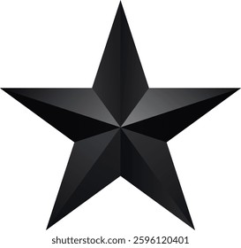 Black star military five angle icon isolated on a transparent background. Design element. 