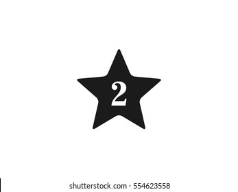 Black star with number 2 icon vector illustration on white background