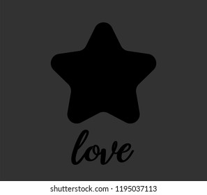 Black star on grey background with handwrite love letter