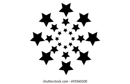 Black star on white background collection stock