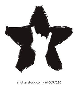 black star with one hand inside doing the rock symbol
