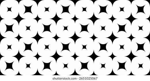 Patrón de estrella negra sobre fondo blanco. Las estrellas varían en tamaño y se distribuyen uniformemente a través del marco, creando un diseño visualmente equilibrado y repetitivo.
