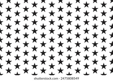 Black star pattern . Seamless star pattern black on white background . Vector