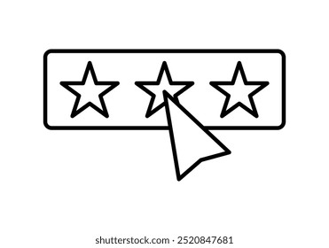 Black star rating icon with cursor