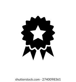 Black star rosette ribbon white