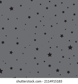 Black star and round patterns on gray background, vector galaxy